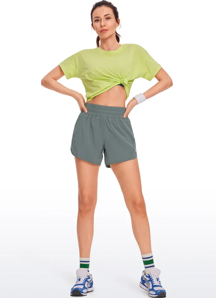 New CRZ YOGA Feathery-Fit Soft Mid Rise Lined Shorts 5''