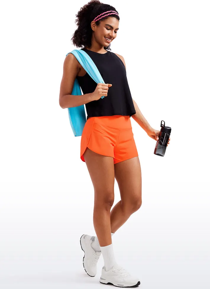 Fashion CRZ YOGA Feathery-Fit Soft Mid-Rise Lined Shorts with Back Zipper Pocket 4''