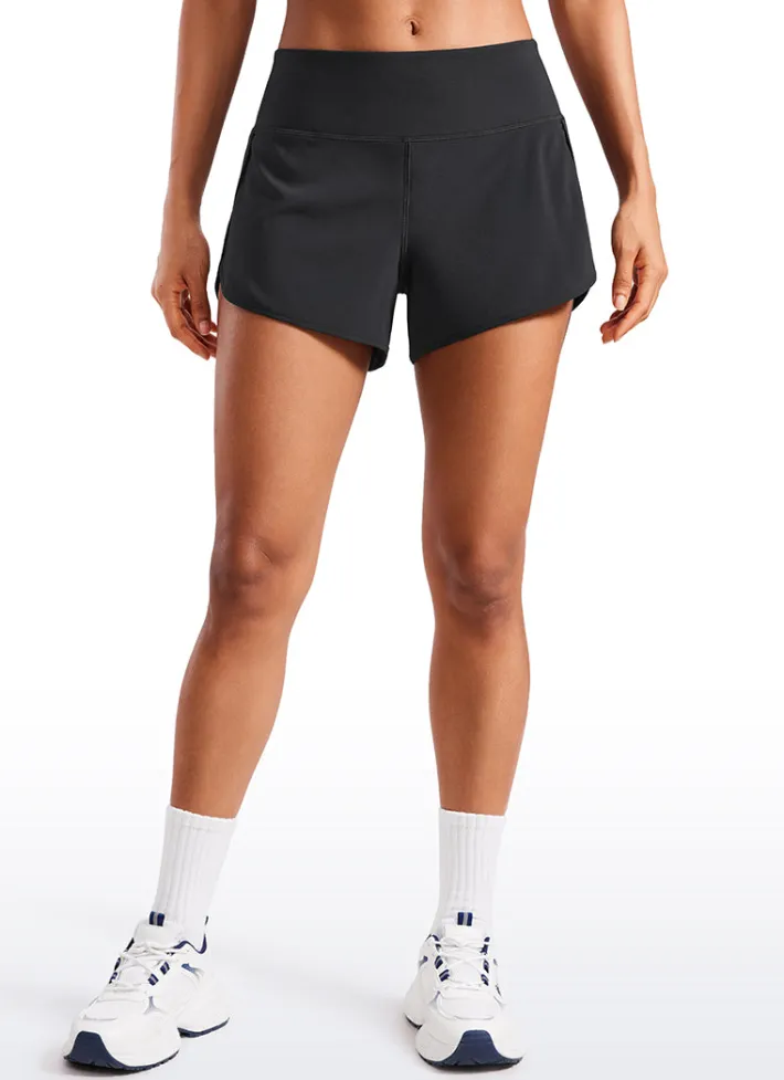 Fashion CRZ YOGA Feathery-Fit Soft Mid-Rise Lined Shorts with Back Zipper Pocket 4''