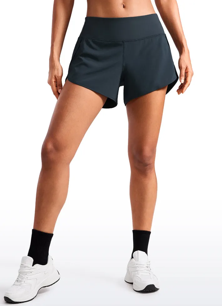 Fashion CRZ YOGA Feathery-Fit Soft Mid-Rise Lined Shorts with Back Zipper Pocket 4''