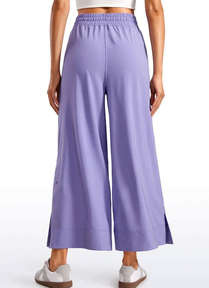 Best CRZ YOGA Feathery-Fit Soft Wide Leg High Waisted Capri Pants with Pockets 25'' Dark Lavender Purple