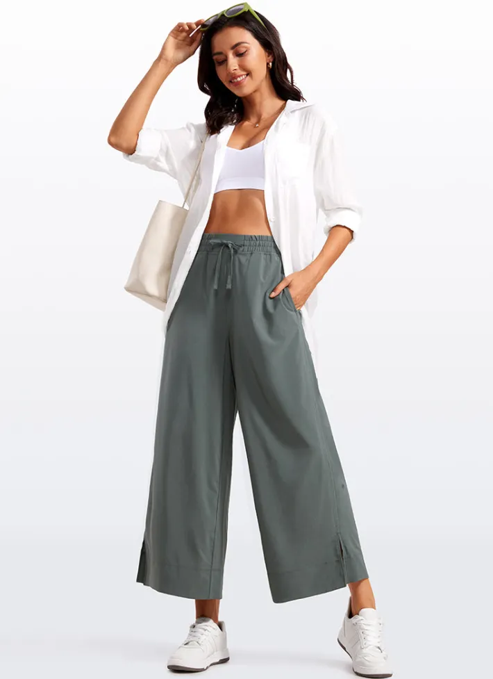 Outlet CRZ YOGA Feathery-Fit Soft Wide Leg High Waisted Capri Pants with Pockets 25''