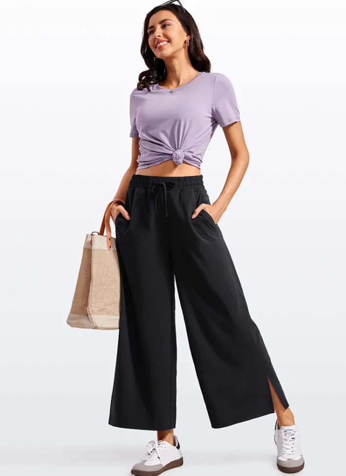 Outlet CRZ YOGA Feathery-Fit Soft Wide Leg High Waisted Capri Pants with Pockets 25''
