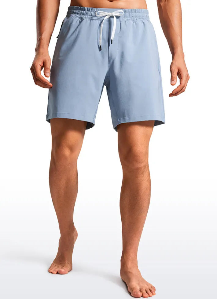 Clearance CRZ YOGA Feathery-Fit Swim Trunks 7'' with Zipper Pockets