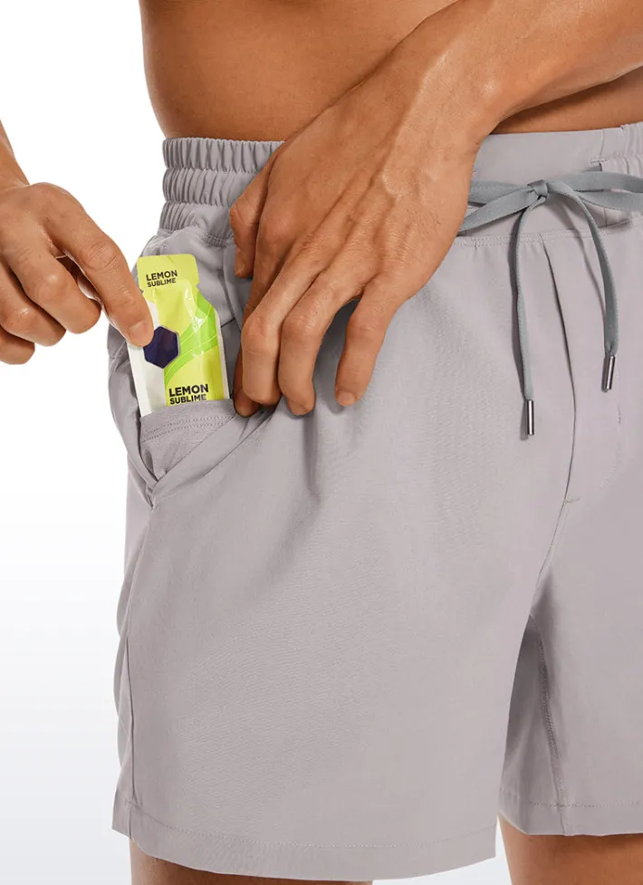 Fashion CRZ YOGA Feathery-Fit Workout Shorts 5''- Linerless Gull Gray