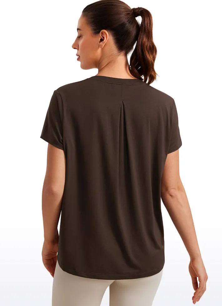 Clearance CRZ YOGA Flowy Yoga Short Sleeves Crew Neck