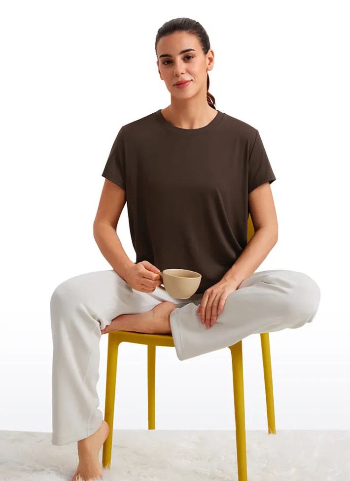 Clearance CRZ YOGA Flowy Yoga Short Sleeves Crew Neck