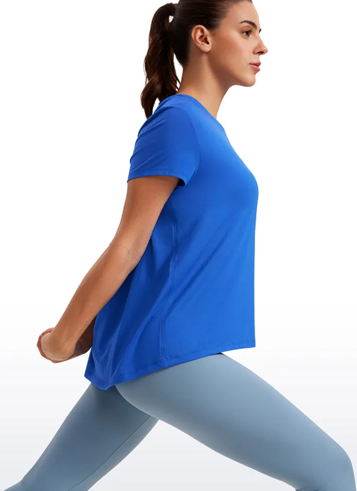 Clearance CRZ YOGA Flowy Yoga Short Sleeves Crew Neck