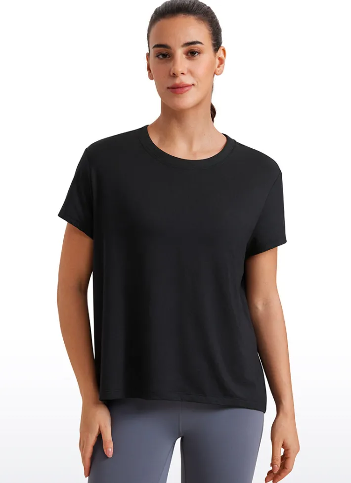 Clearance CRZ YOGA Flowy Yoga Short Sleeves Crew Neck