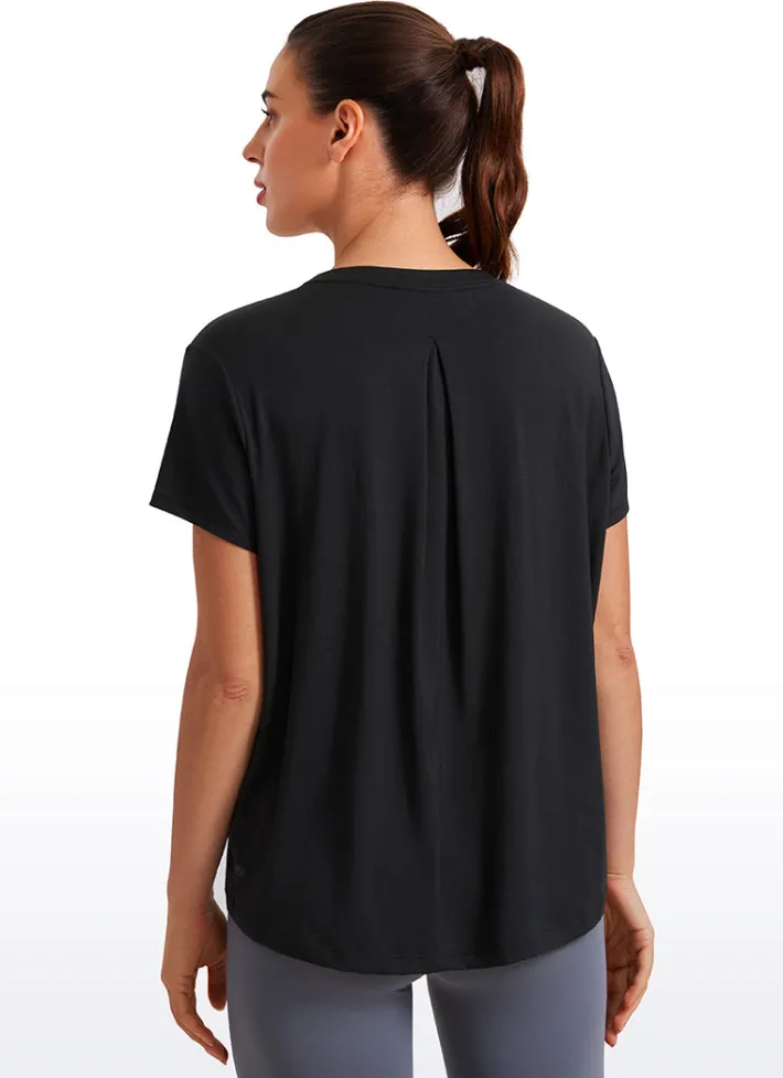 Clearance CRZ YOGA Flowy Yoga Short Sleeves Crew Neck
