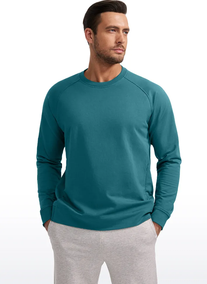 Best Sale CRZ YOGA French Terry Pullover Sweatshirts with Zip Pockets