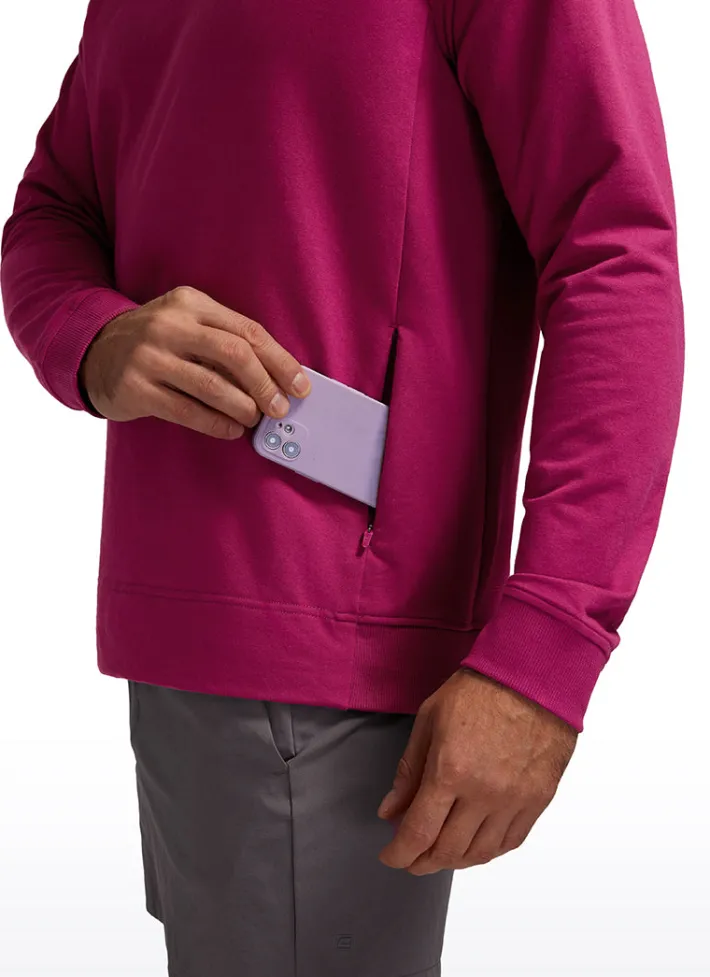 Best Sale CRZ YOGA French Terry Pullover Sweatshirts with Zip Pockets