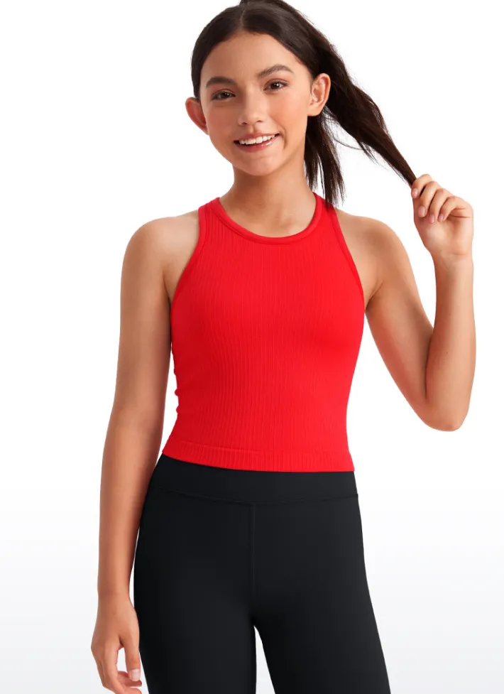 Shop CRZ YOGA Girls Seamless Ribbed Scoop Neck Tank Racerback