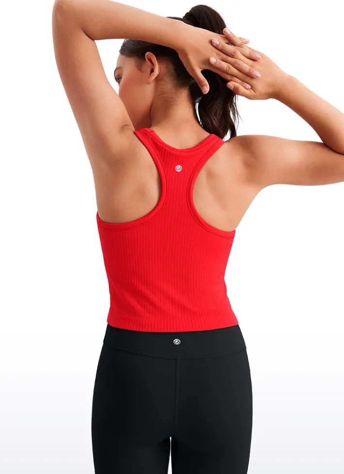 Shop CRZ YOGA Girls Seamless Ribbed Scoop Neck Tank Racerback