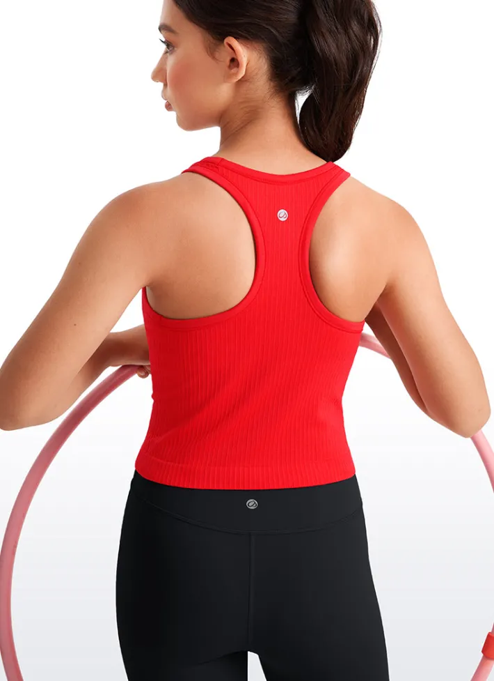 Shop CRZ YOGA Girls Seamless Ribbed Scoop Neck Tank Racerback