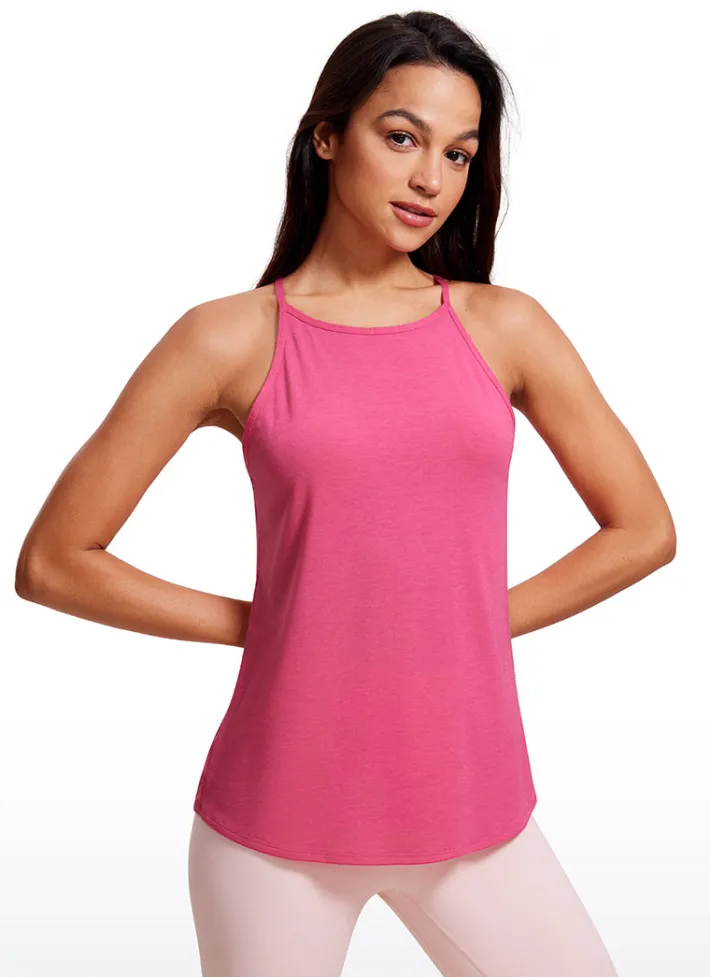 Online CRZ YOGA Halter Hip-Length High Neck Tank