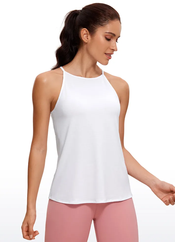 Shop CRZ YOGA Halter Hip-Length High Neck Tank