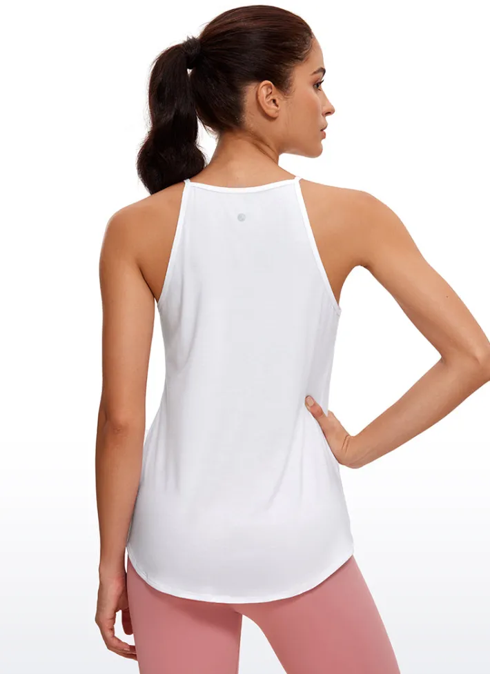 Shop CRZ YOGA Halter Hip-Length High Neck Tank