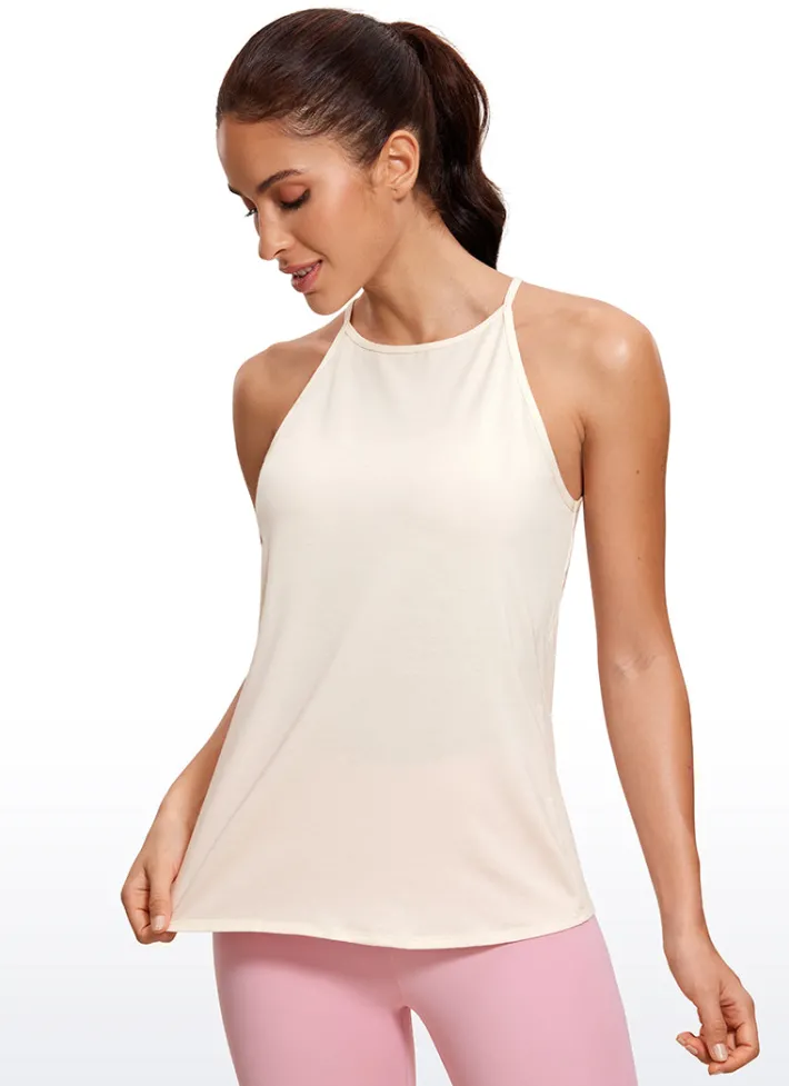 Shop CRZ YOGA Halter Hip-Length High Neck Tank