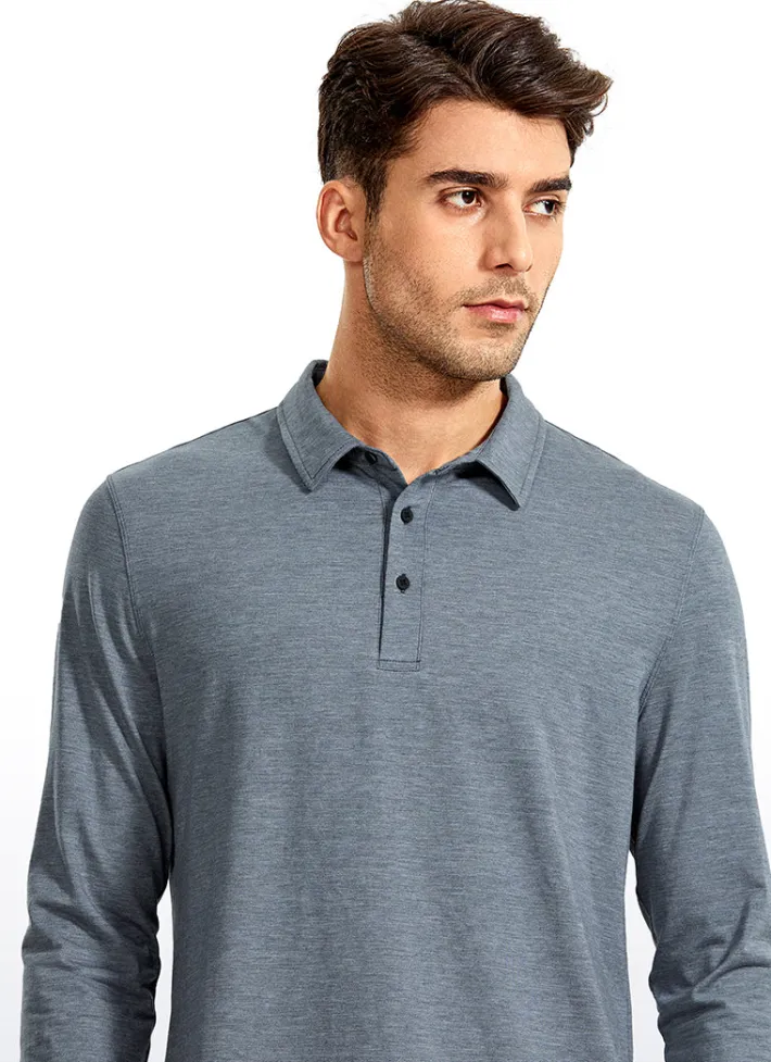 Shop CRZ YOGA Heather Polo Long Sleeves