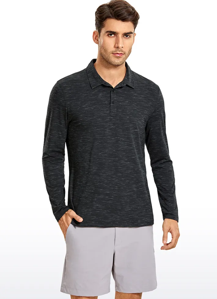 Shop CRZ YOGA Heather Polo Long Sleeves