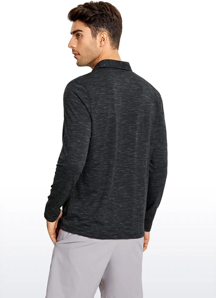 Shop CRZ YOGA Heather Polo Long Sleeves