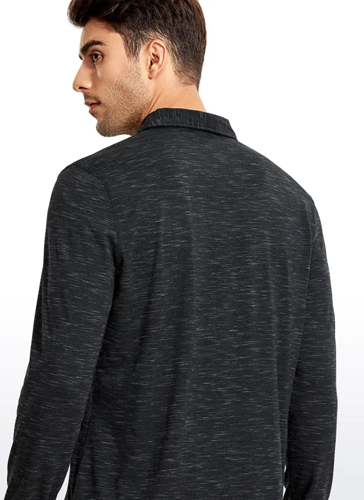 Shop CRZ YOGA Heather Polo Long Sleeves