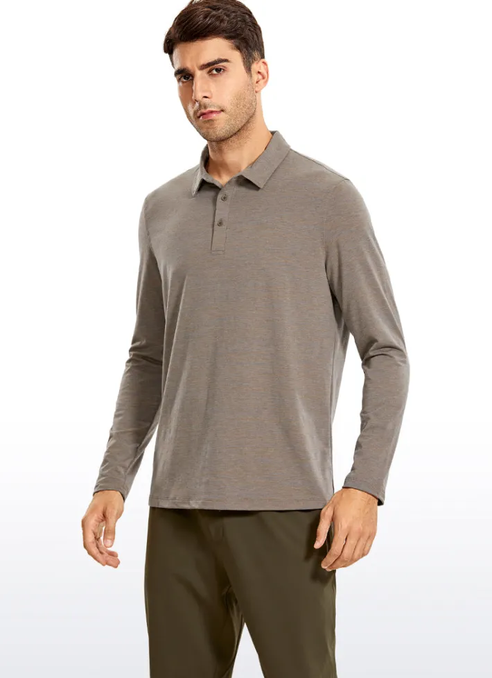 Shop CRZ YOGA Heather Polo Long Sleeves