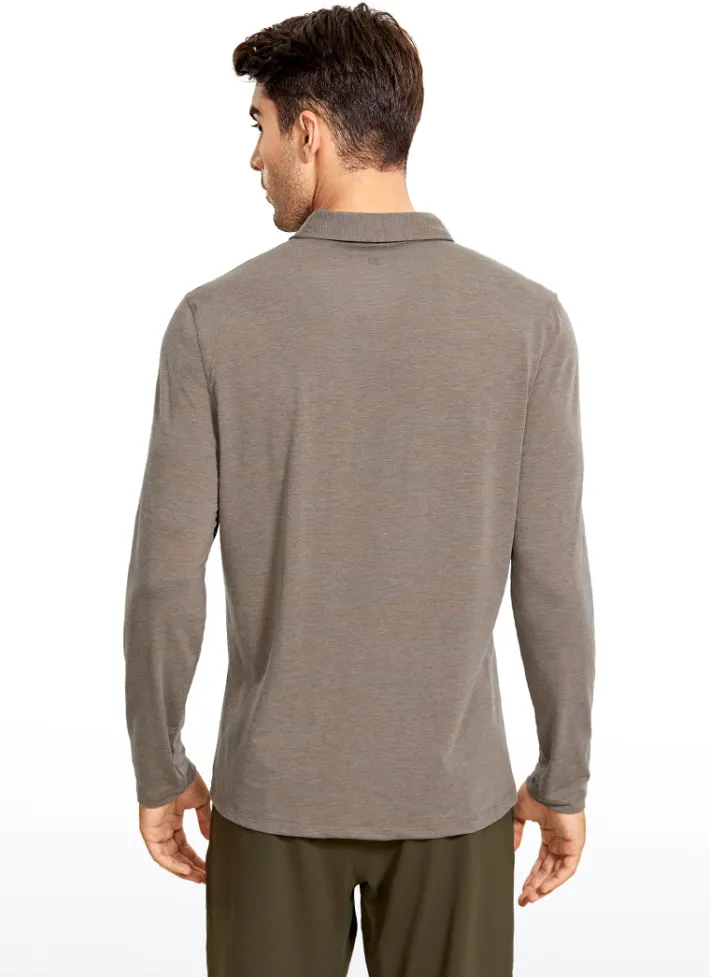 Shop CRZ YOGA Heather Polo Long Sleeves