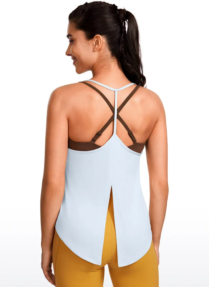 Clearance CRZ YOGA Lightweight Halter Tie Back Tank V Neck