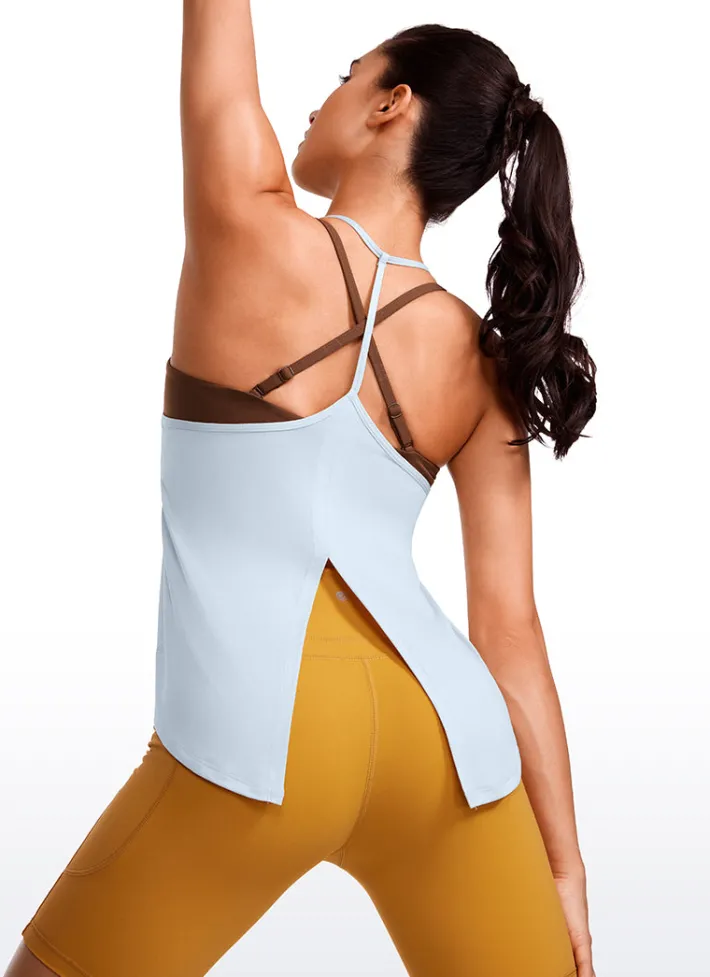 Clearance CRZ YOGA Lightweight Halter Tie Back Tank V Neck