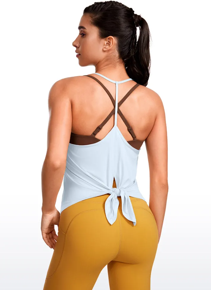 Clearance CRZ YOGA Lightweight Halter Tie Back Tank V Neck