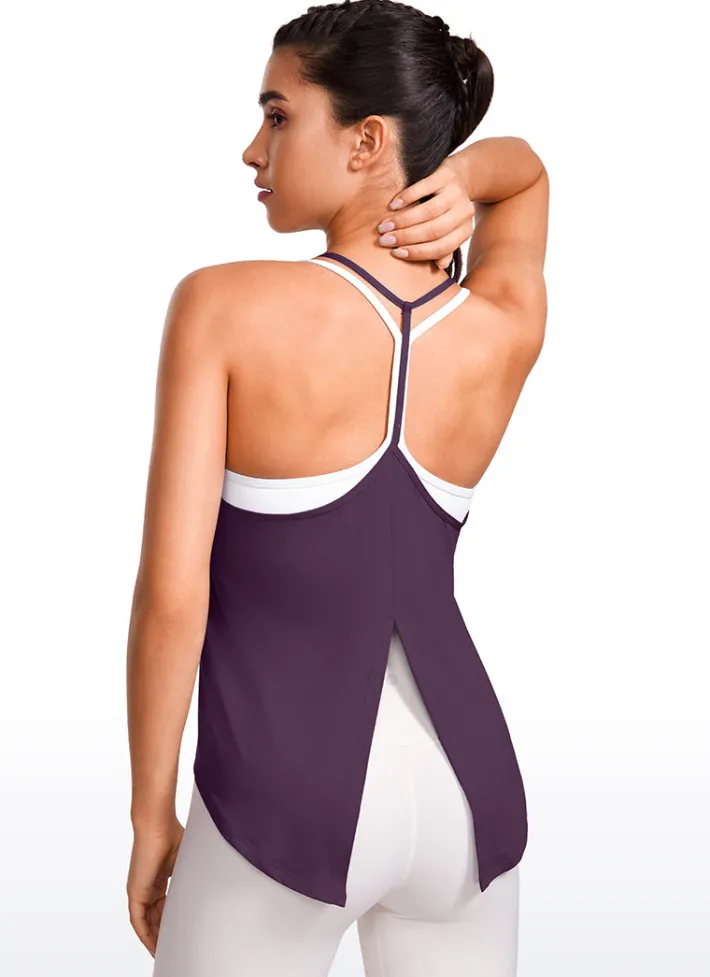 Clearance CRZ YOGA Lightweight Halter Tie Back Tank V Neck