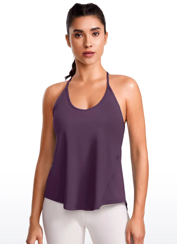 Clearance CRZ YOGA Lightweight Halter Tie Back Tank V Neck