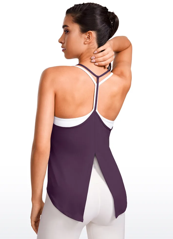 Clearance CRZ YOGA Lightweight Halter Tie Back Tank V Neck