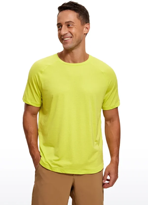 Hot CRZ YOGA Lightweight Quick Dry Short Sleeves Crew Neck Luminous Yellow