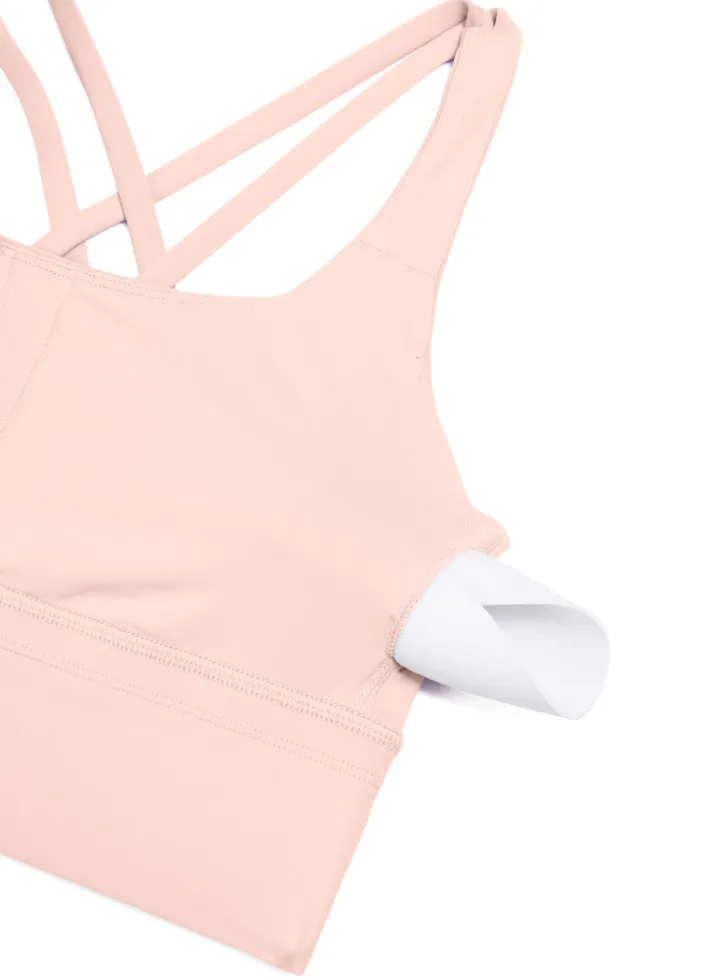 Best CRZ YOGA Nakedfeel Strappy Longline Bra Criss Cross Back Cotton Candy