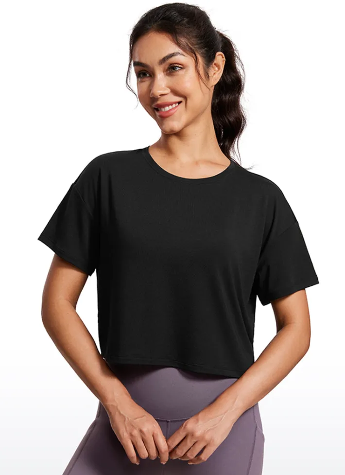 Fashion CRZ YOGA Open Back Cropped Short Sleeves