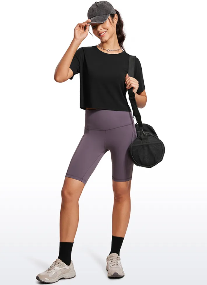 Fashion CRZ YOGA Open Back Cropped Short Sleeves