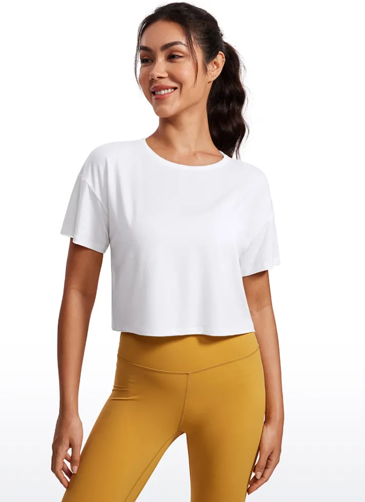 Fashion CRZ YOGA Open Back Cropped Short Sleeves