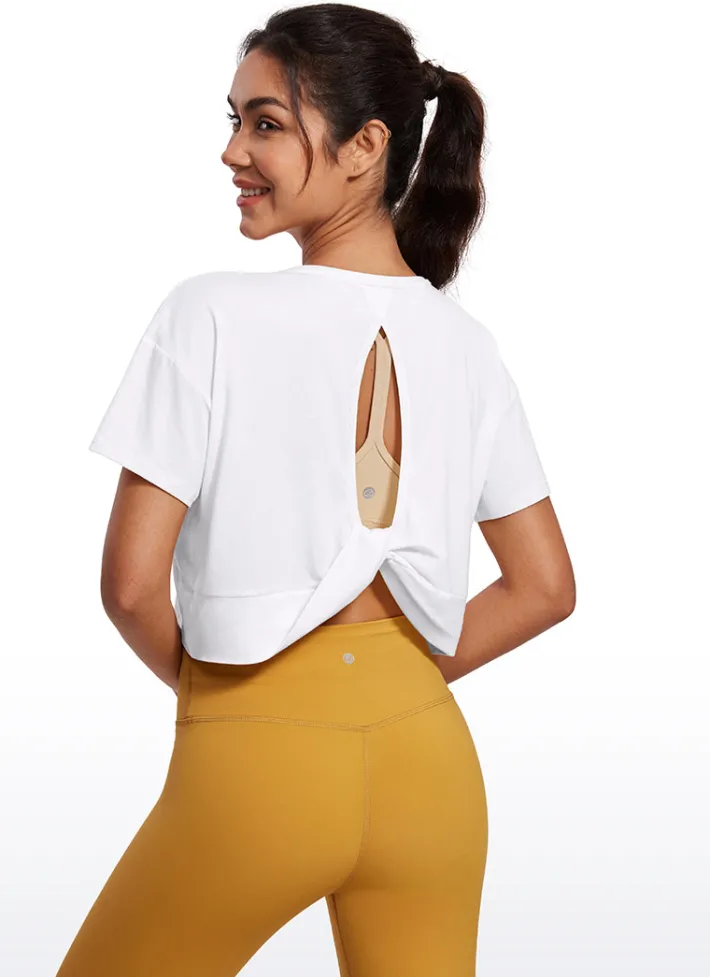 Fashion CRZ YOGA Open Back Cropped Short Sleeves