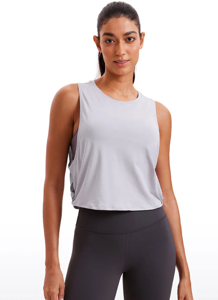 Sale CRZ YOGA Pima Cotton Crop Tank Deep Armhole