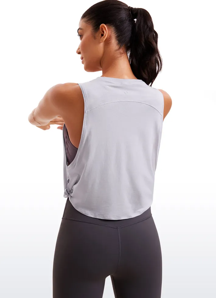 Sale CRZ YOGA Pima Cotton Crop Tank Deep Armhole