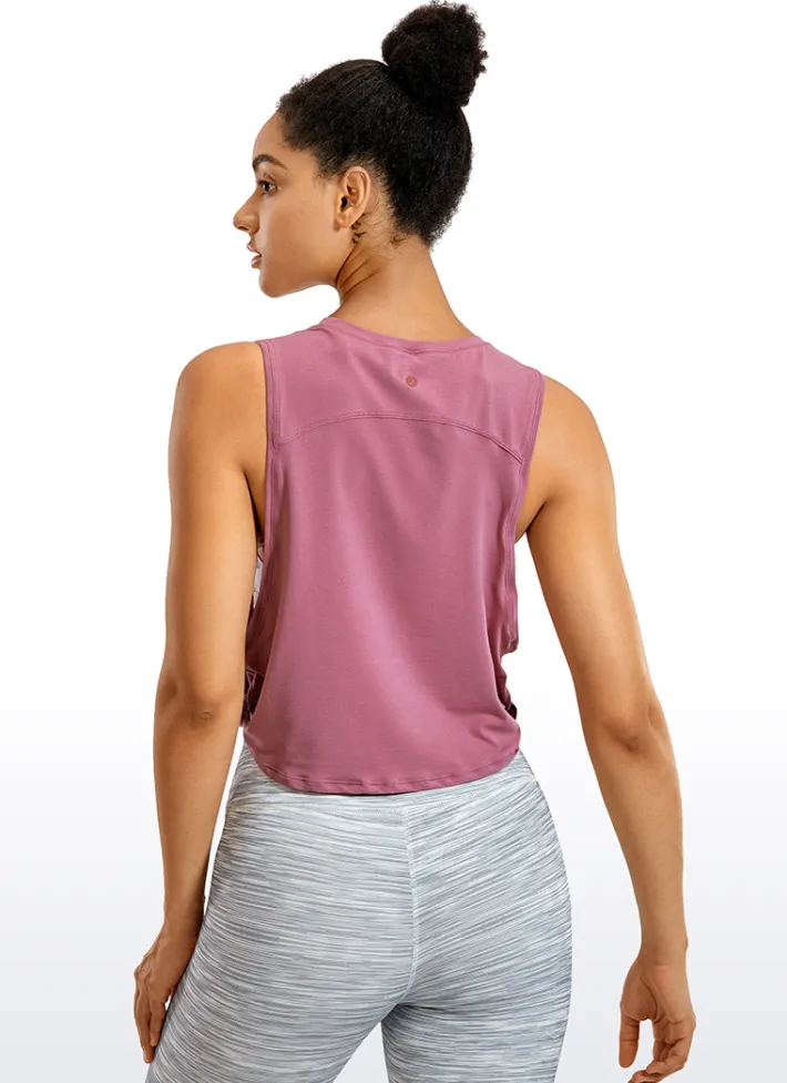 Fashion CRZ YOGA Pima Cotton Crop Tank Deep Armhole