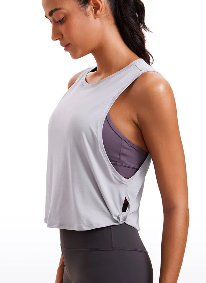 Sale CRZ YOGA Pima Cotton Crop Tank Deep Armhole