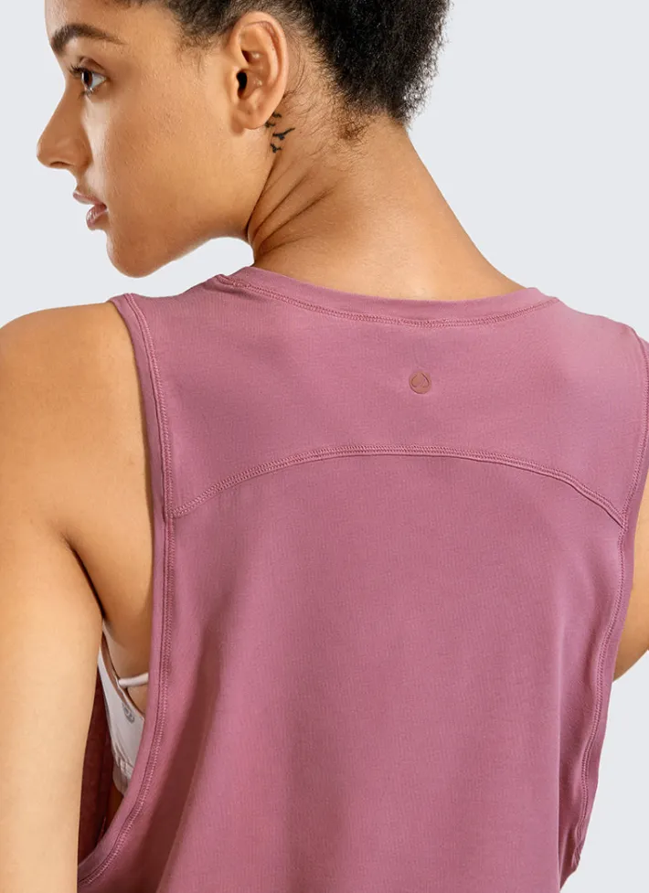 Fashion CRZ YOGA Pima Cotton Crop Tank Deep Armhole