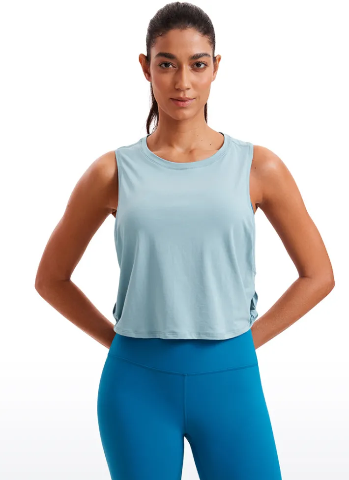 Sale CRZ YOGA Pima Cotton Crop Tank Deep Armhole