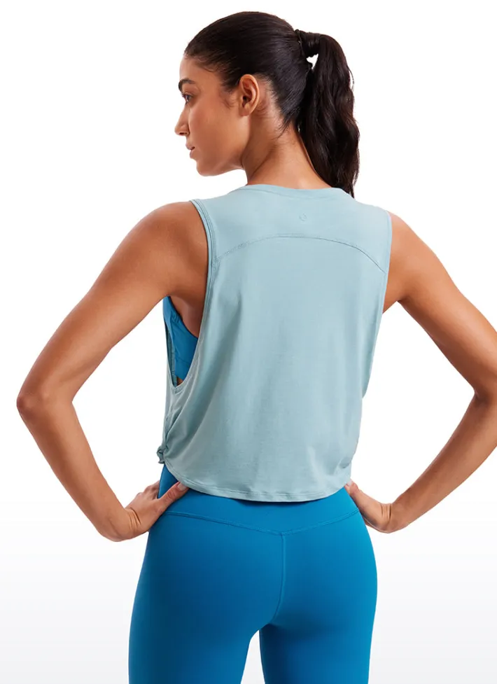 Sale CRZ YOGA Pima Cotton Crop Tank Deep Armhole