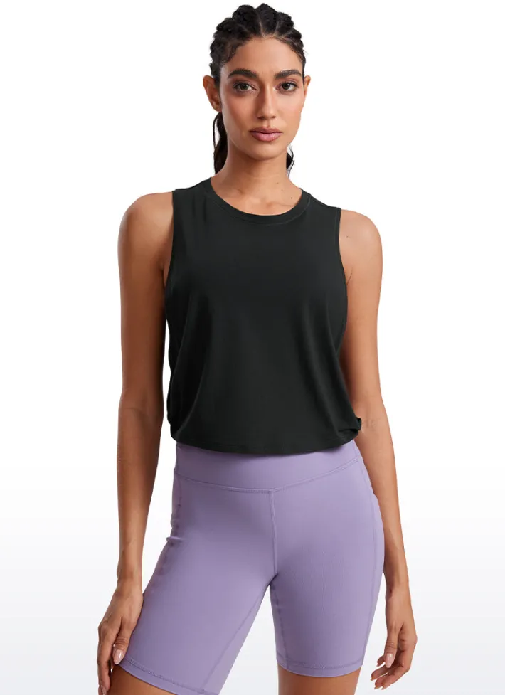 Sale CRZ YOGA Pima Cotton Crop Tank Deep Armhole