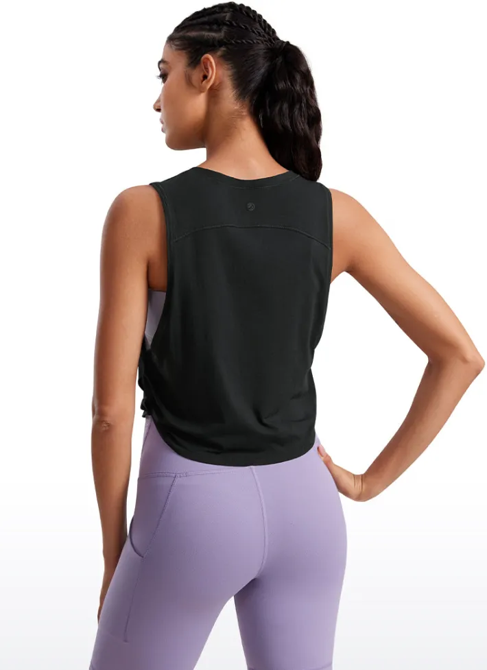 Sale CRZ YOGA Pima Cotton Crop Tank Deep Armhole